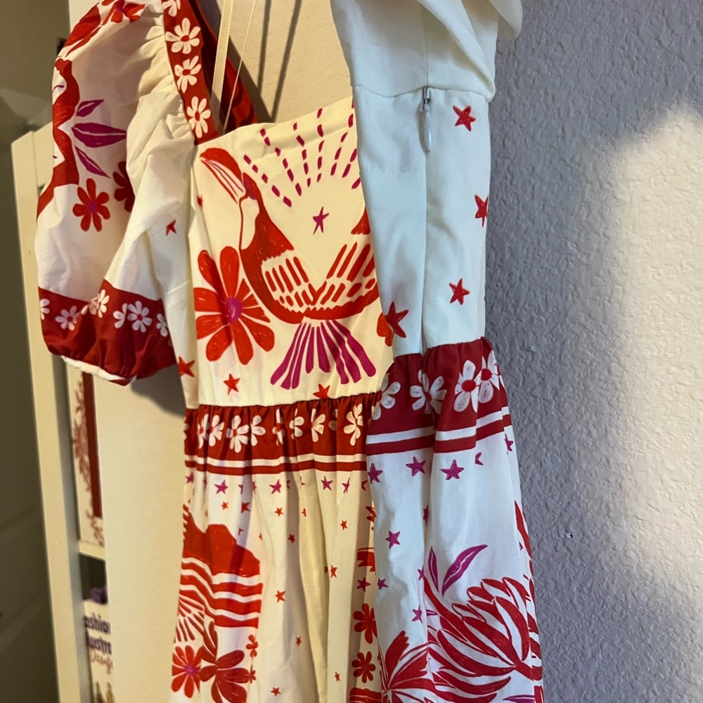 NWT The Farm Rio Rio Tiles Eng Midi Dress Floral A Line - Picture 7 of 15